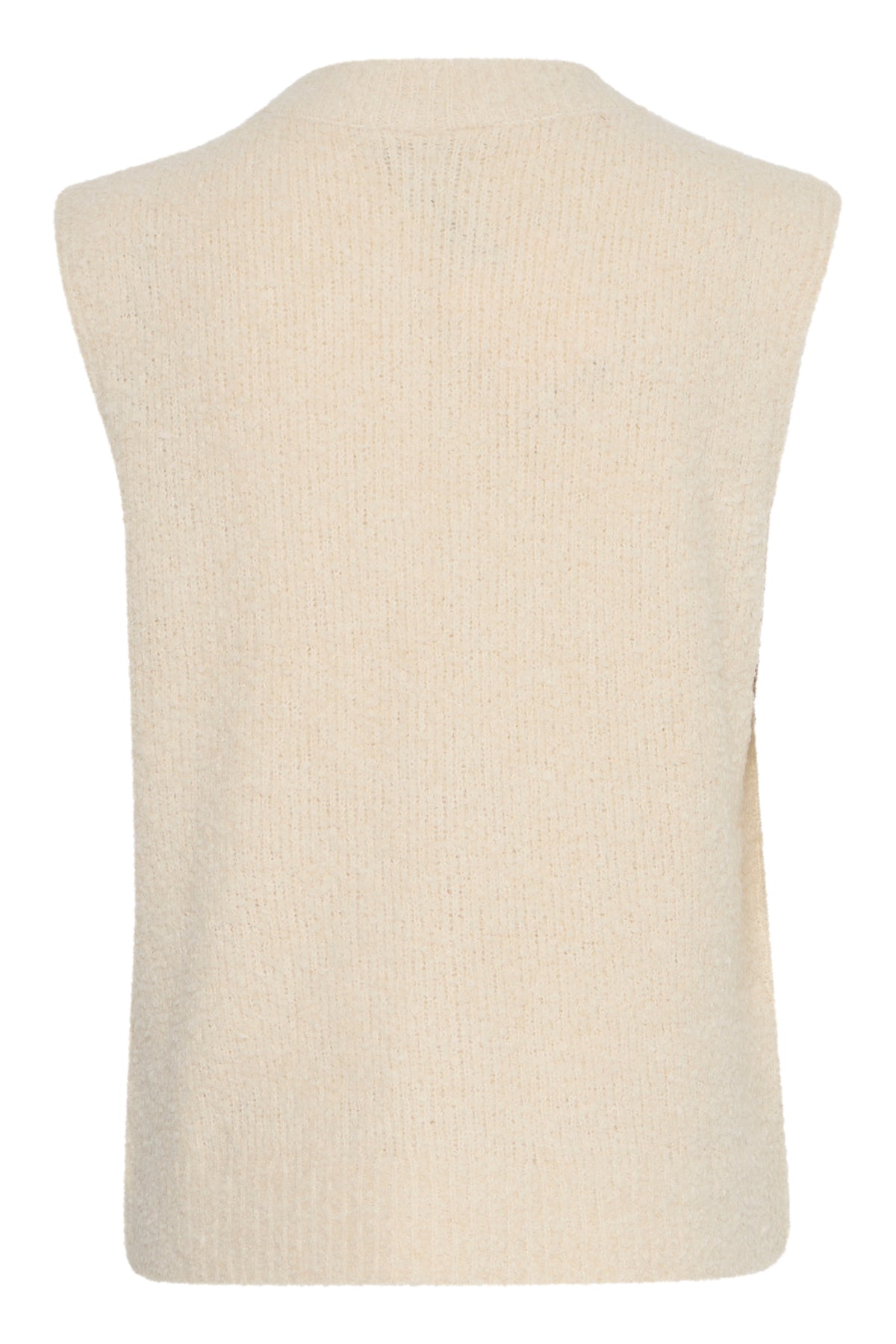 ICHI - LOUCLE - Knitted boucle zip up waistcoat - Cream