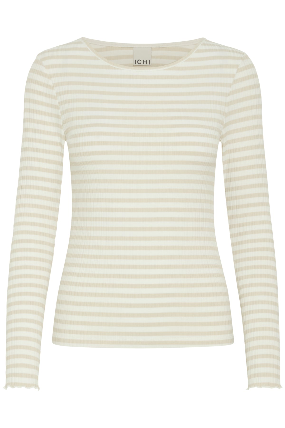 ICHI - CELLA - Stripe long sleeve fitted top