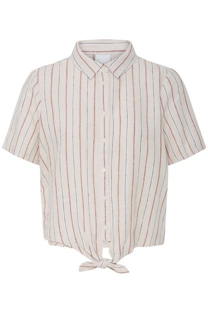 ICHI - LINNO SH2 - Pinstripe linen tie shirt