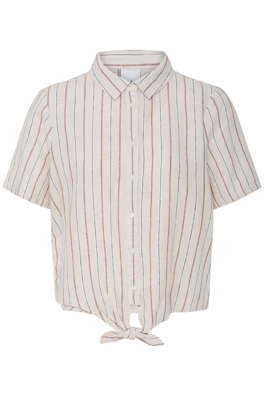 ICHI - LINNO SH2 - Pinstripe linen tie shirt