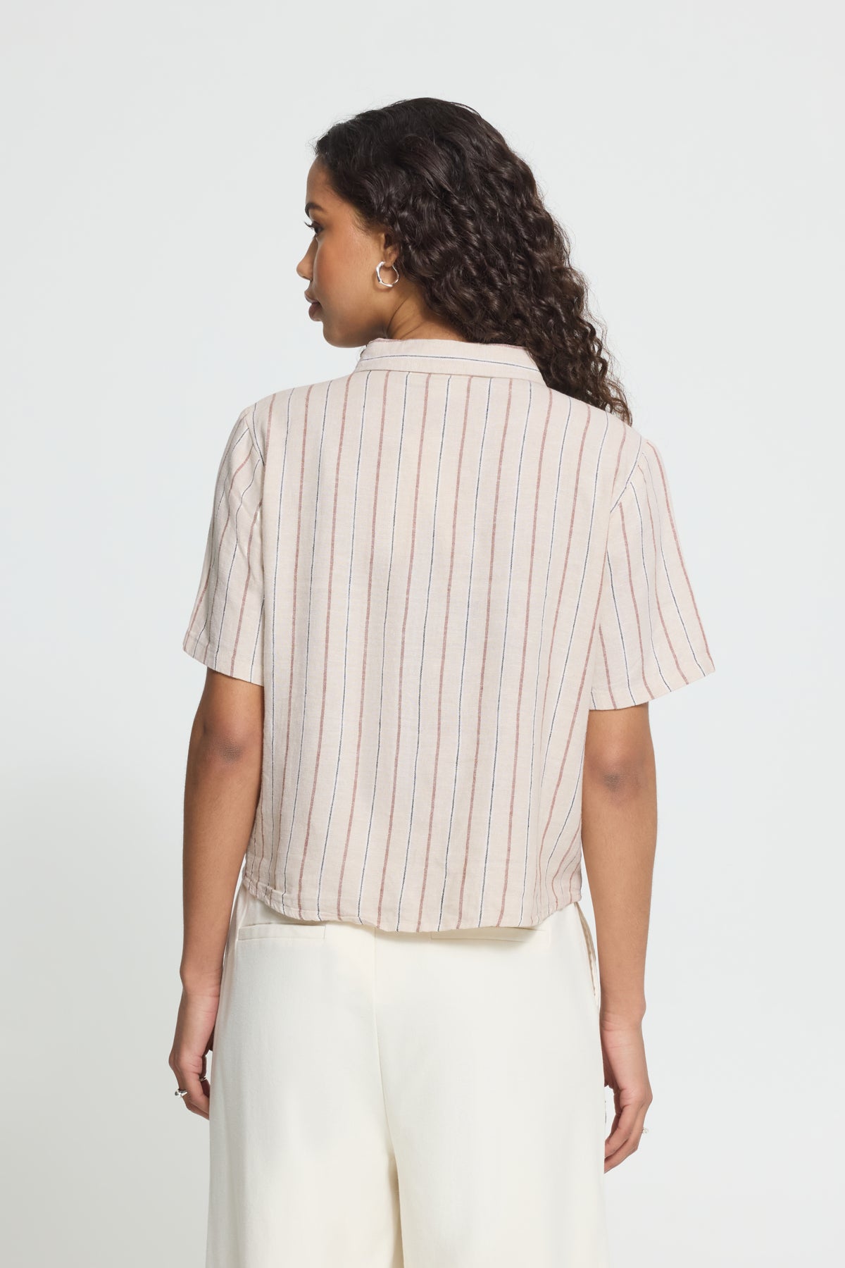 ICHI - LINNO SH2 - Pinstripe linen tie shirt