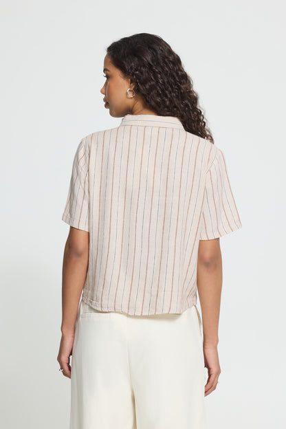 ICHI - LINNO SH2 - Pinstripe linen tie shirt