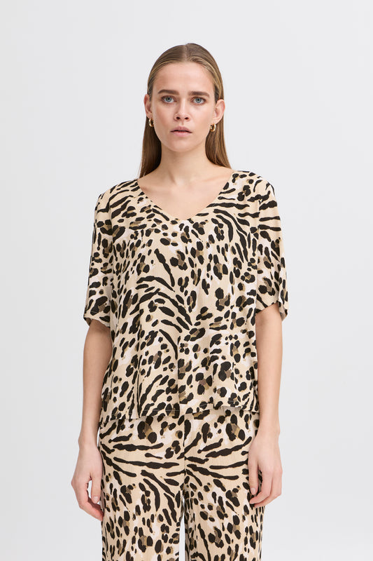 ICHI - MARRAKECH SS14 - Animal print v.neck top
