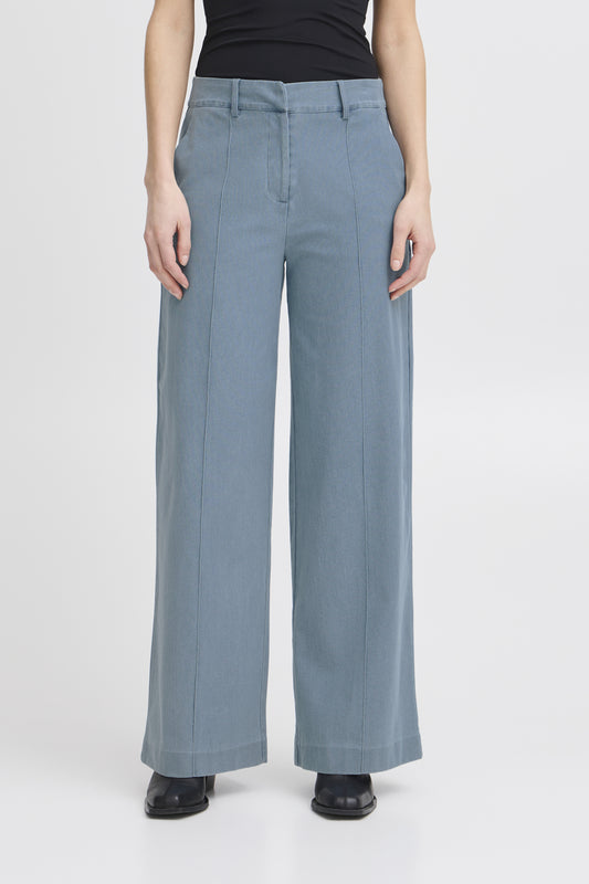 ICHI - KATE - Chambray wide leg trousers