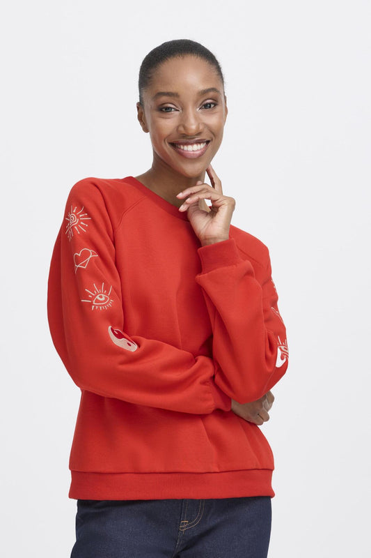 ICHI - LELA - Emoji sleeve detail sweater