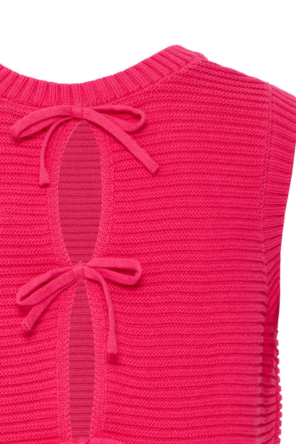 ICHI - DOTTIES - Knitted bow back sleeveless top