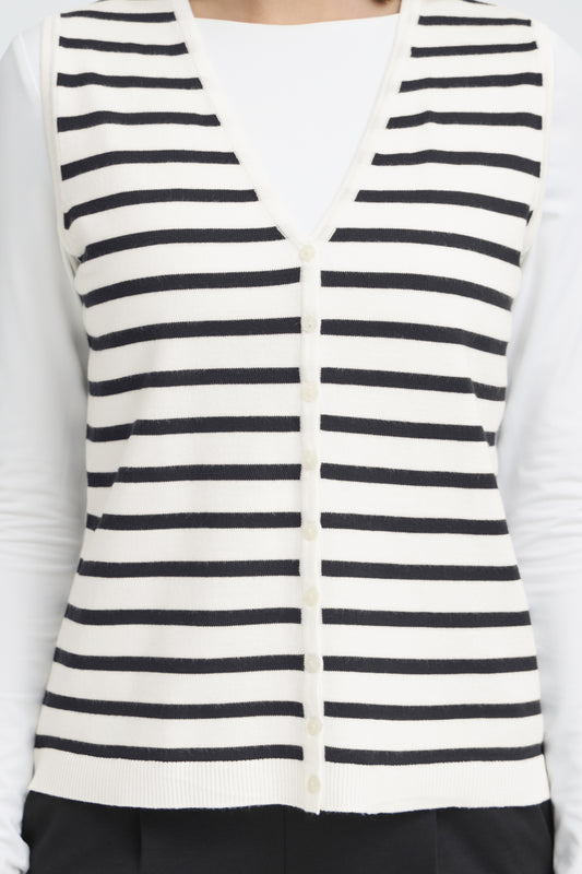 ICHI - LULS - Stripe knitted waistcoat