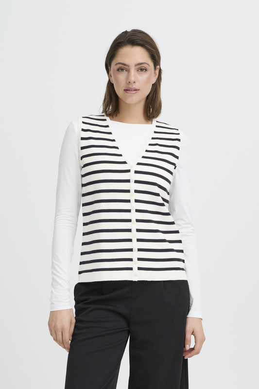 ICHI - LULS - Stripe knitted waistcoat