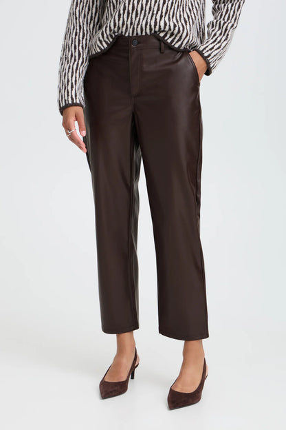 B.Young - DAJA - Faux leather ankle length trousers
