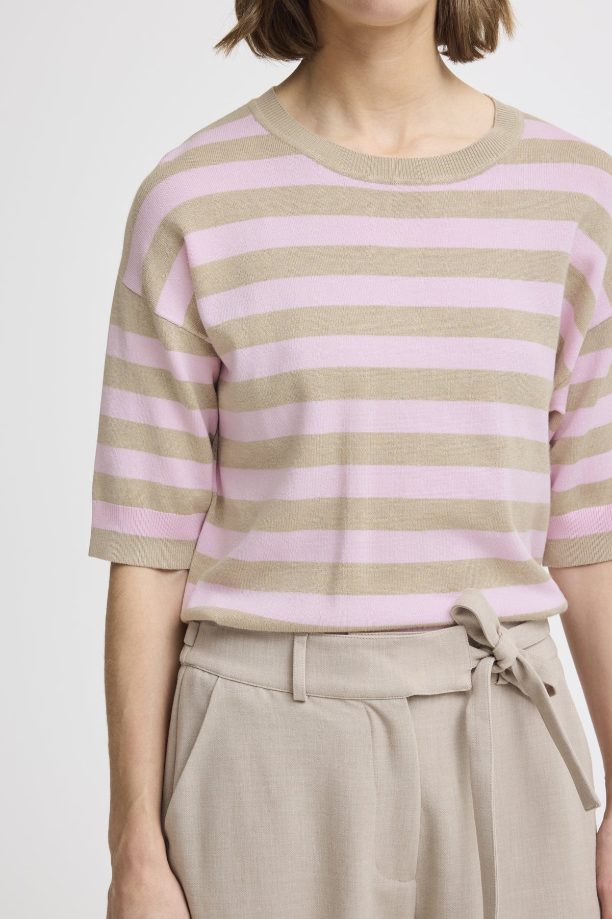 B.Young - MMORLA SS - Stripe short sleeve knitted top