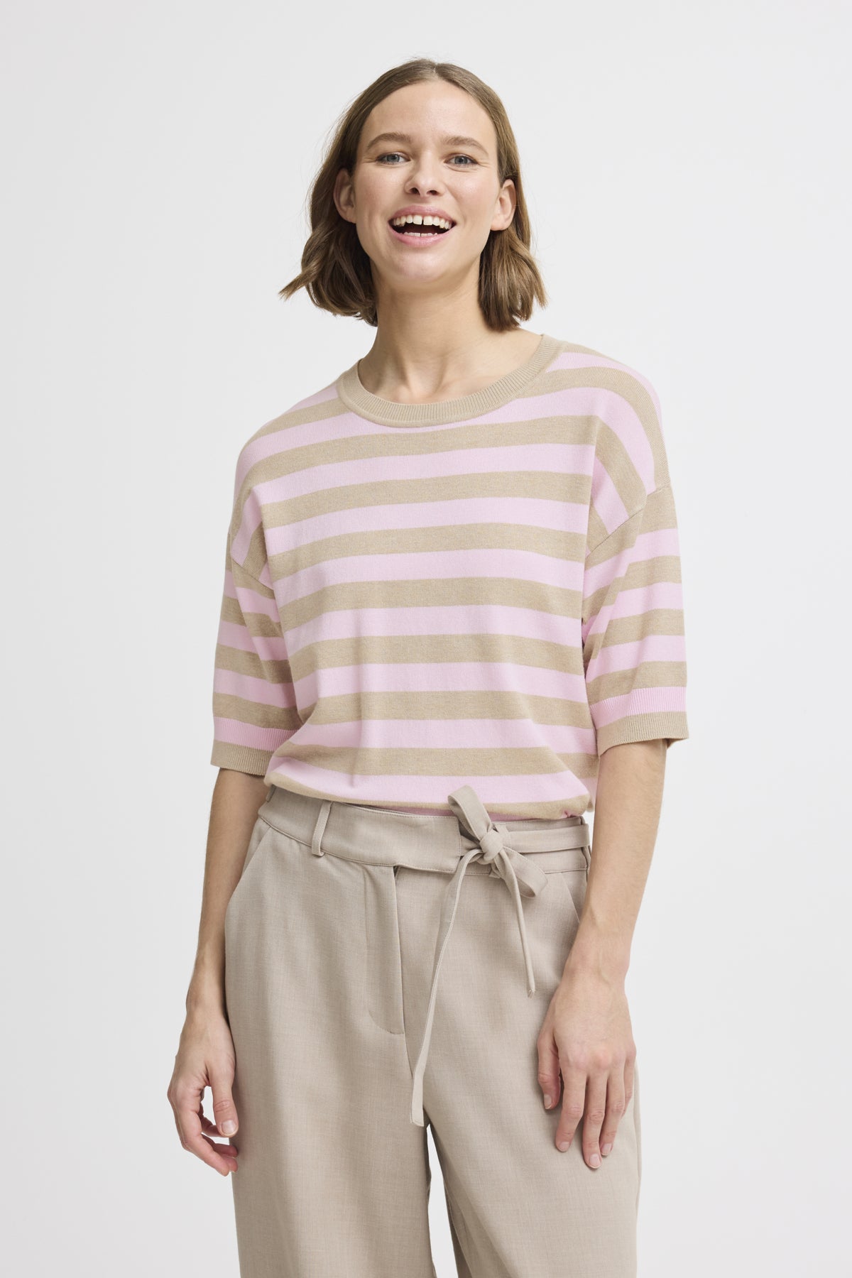 B.Young - MMORLA SS - Stripe short sleeve knitted top