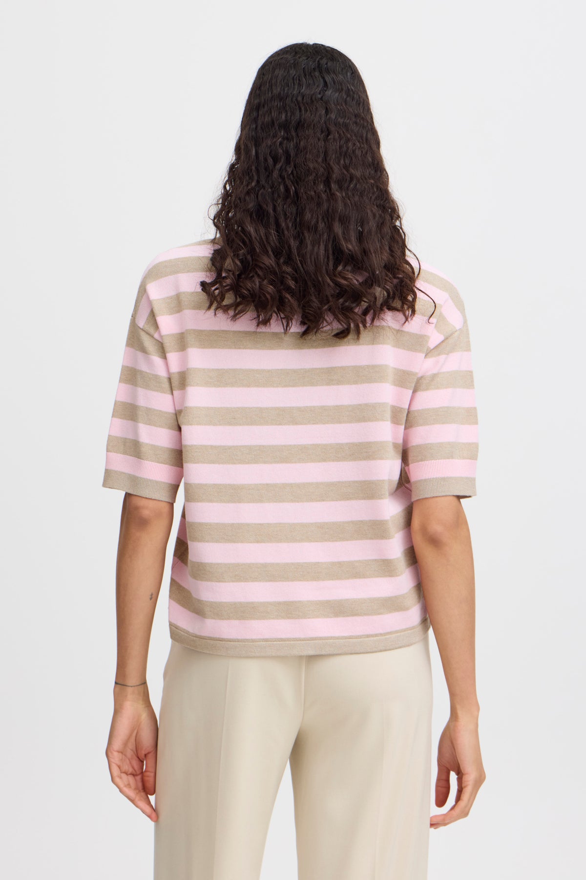 B.Young - MMORLA SS - Stripe short sleeve knitted top