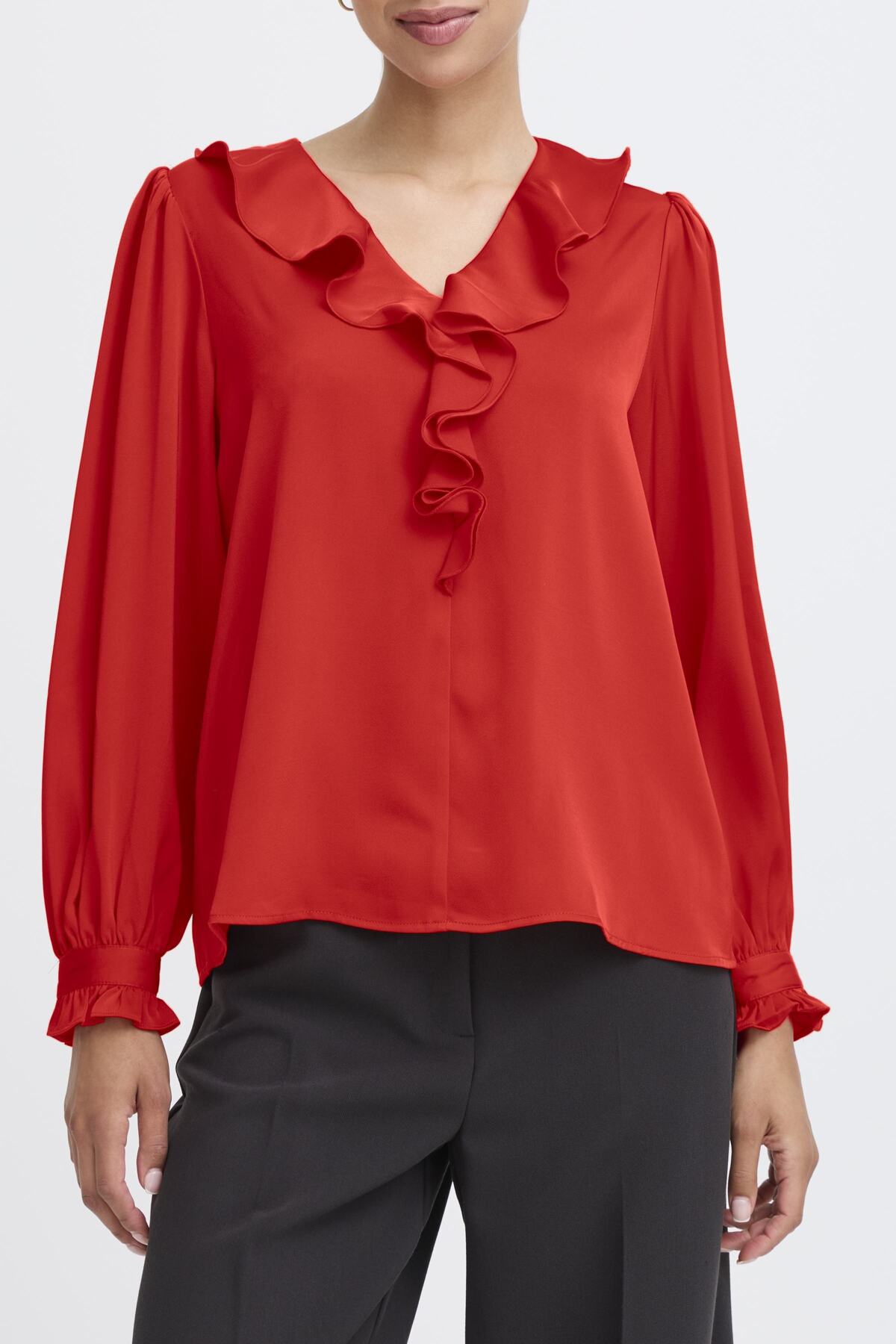 B.Young - FLAIR - Ruffle front satin top