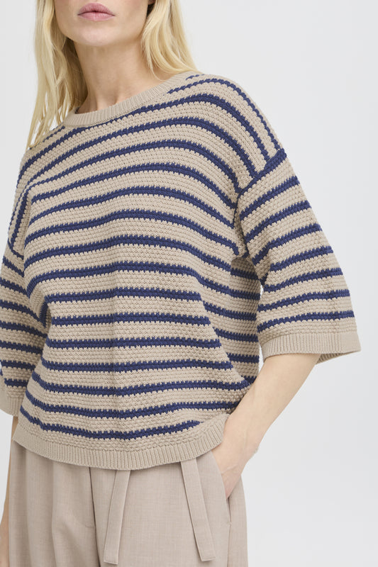 B.Young - MIKALA VAF - Stripe 3/4 sleeve knit