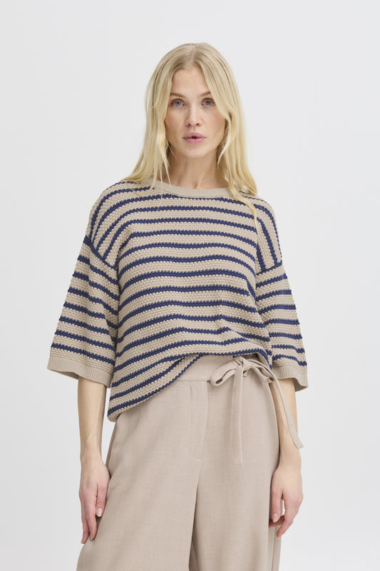 B.Young - MIKALA VAF - Stripe 3/4 sleeve knit