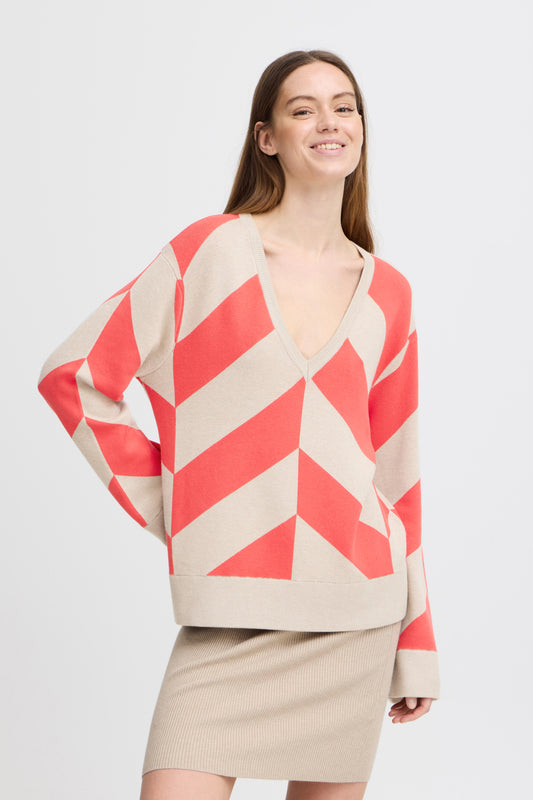 B.Young - MMORLA - Geometric print knitted jumper