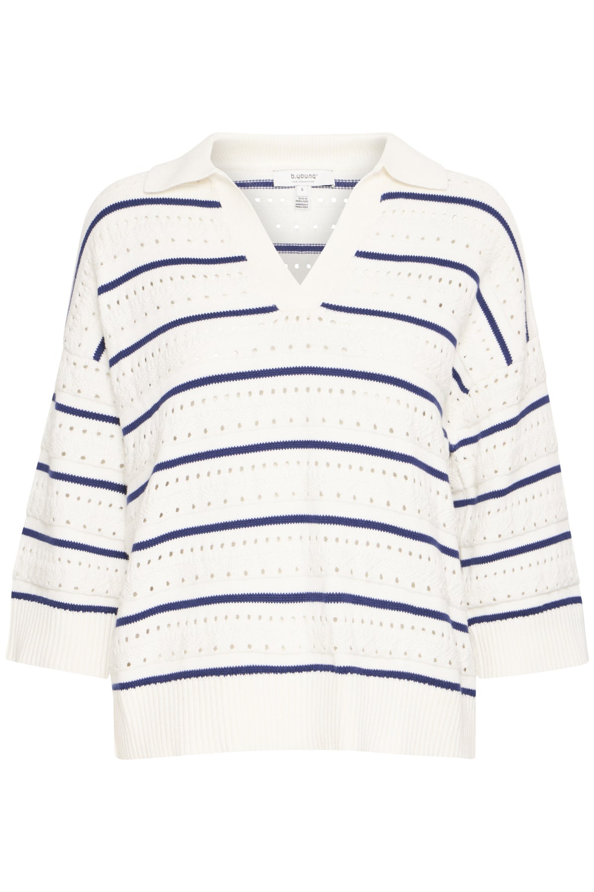 B.young - MADALENA - Collared stripe knitted jumper