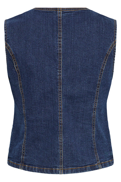 B.young - KOMMA WC - Denim gold button waistcoat