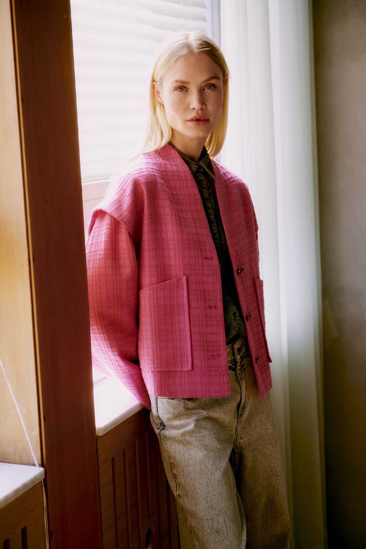 B.Young - CAMPIA - Tweed style checked jacket