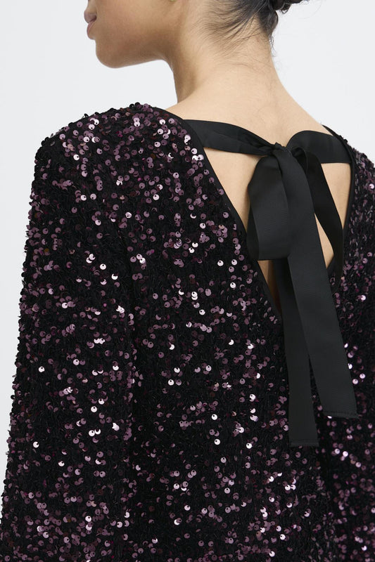 B.Young - PAILLET - Sequin bow back dress