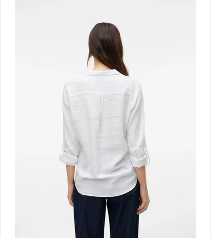 Vero Moda - BUMPY - Plain linen pocket front shirt