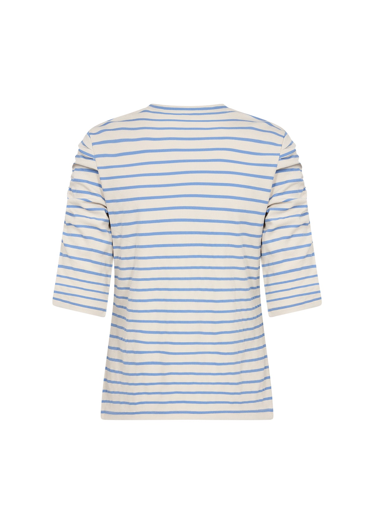 Soya Concept - ONIE 1 - Blue and Cream stripe 3/4 puff sleeve top