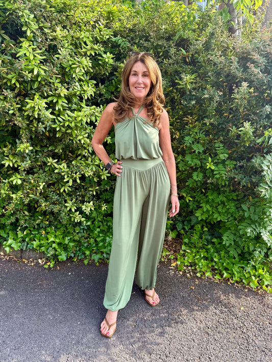 FELLIE - Halter neck harem leg jumpsuit