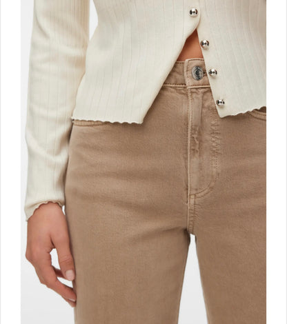 Vero Moda - TESSA - High waist wide leg jeans - Beige
