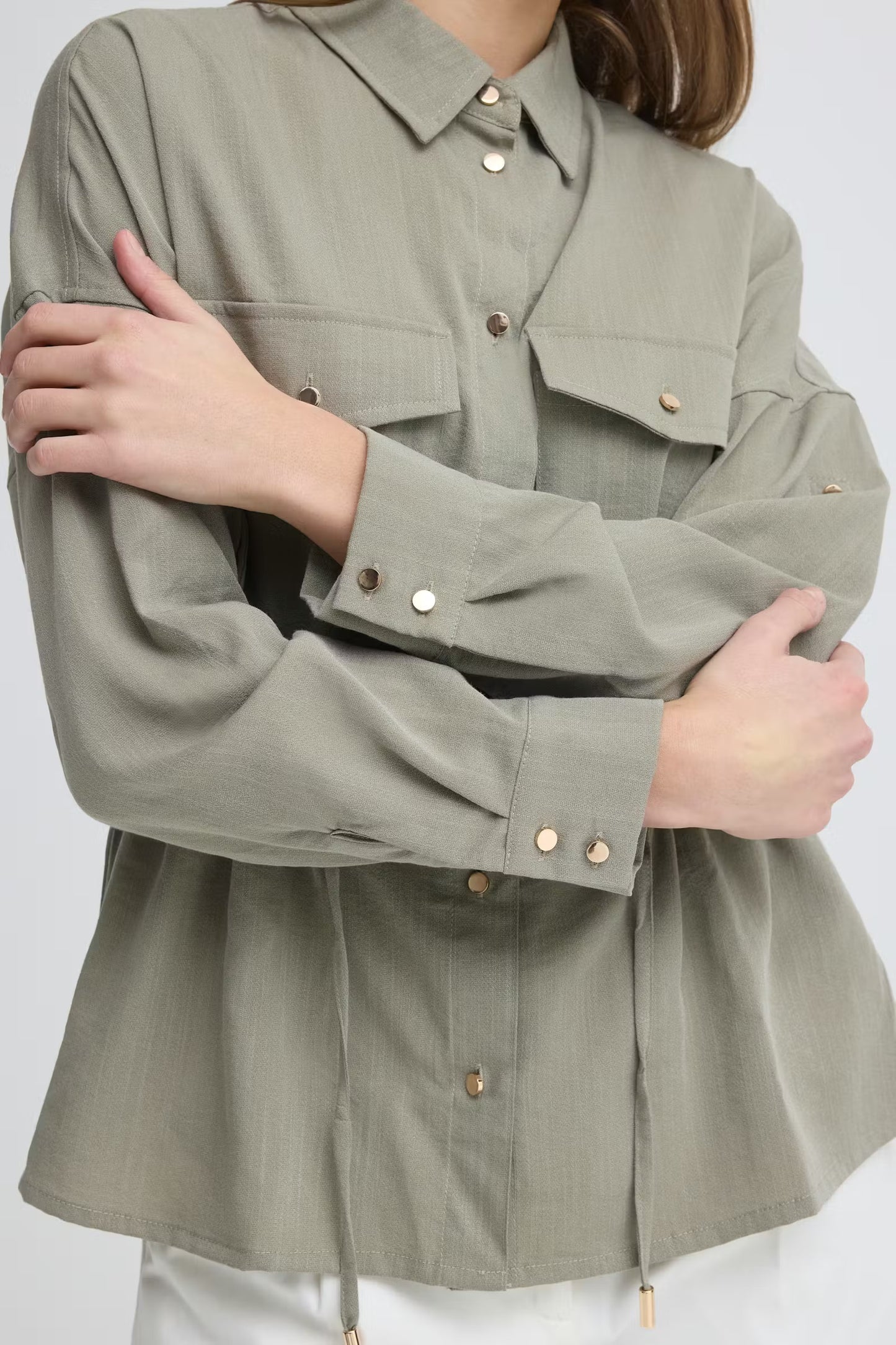 B.Young -DIVISO - Drawstring button front shirt jacket