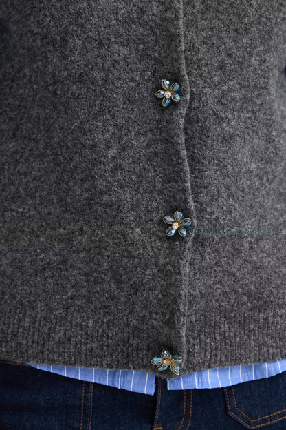 B.Young - OMEA - Flower button knitted tank top