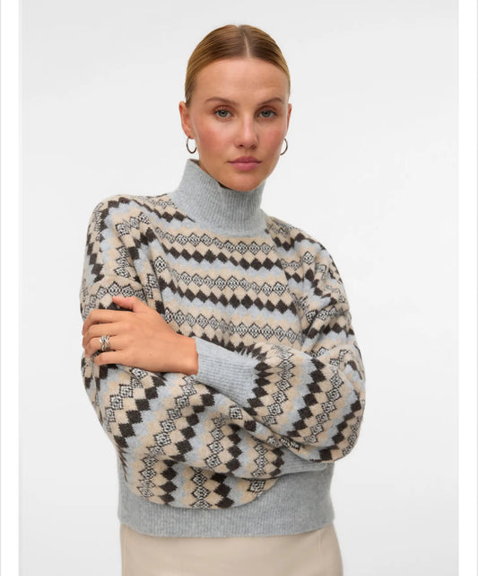 Vero Moda - GAIVA - Printed high neck knitted jumper