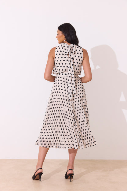 8th Sign - Polka dot pleat midi dress