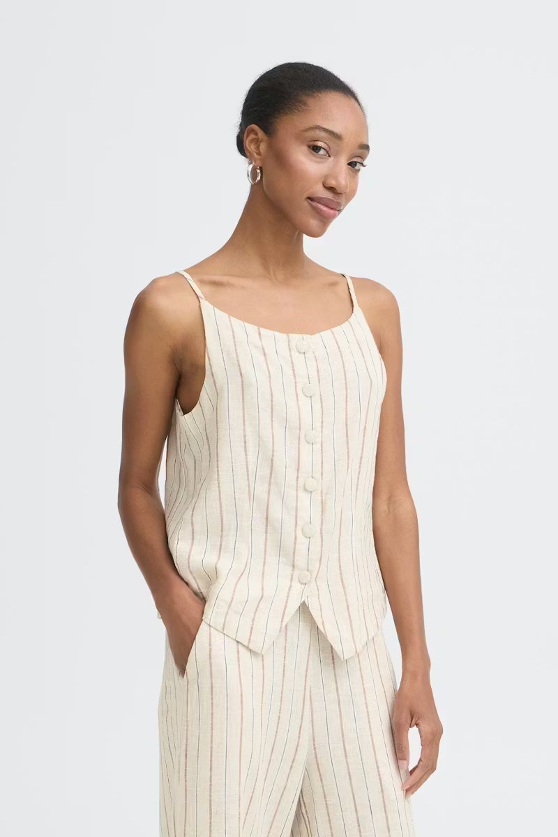 ICHI - LINNO WA2 - Pinstripe linen waistcoat