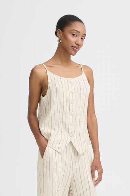 ICHI - LINNO WA2 - Pinstripe linen waistcoat