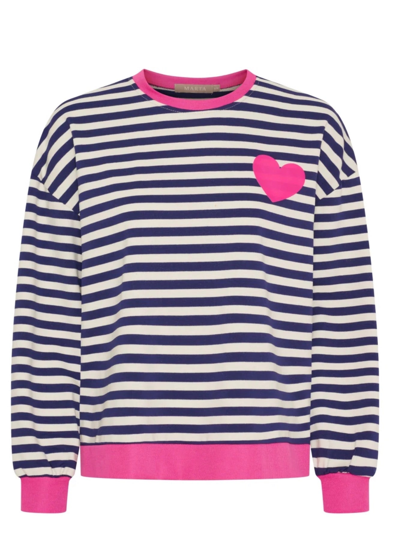 Marta - VILDA - Stripe heart detail long sleeve top