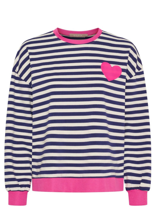Marta - VILDA - Stripe heart detail long sleeve top