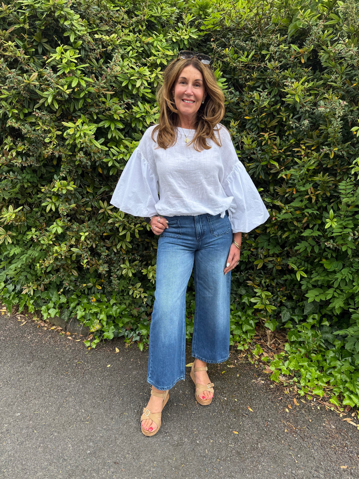 GLORIA - Balloon sleeve linen top