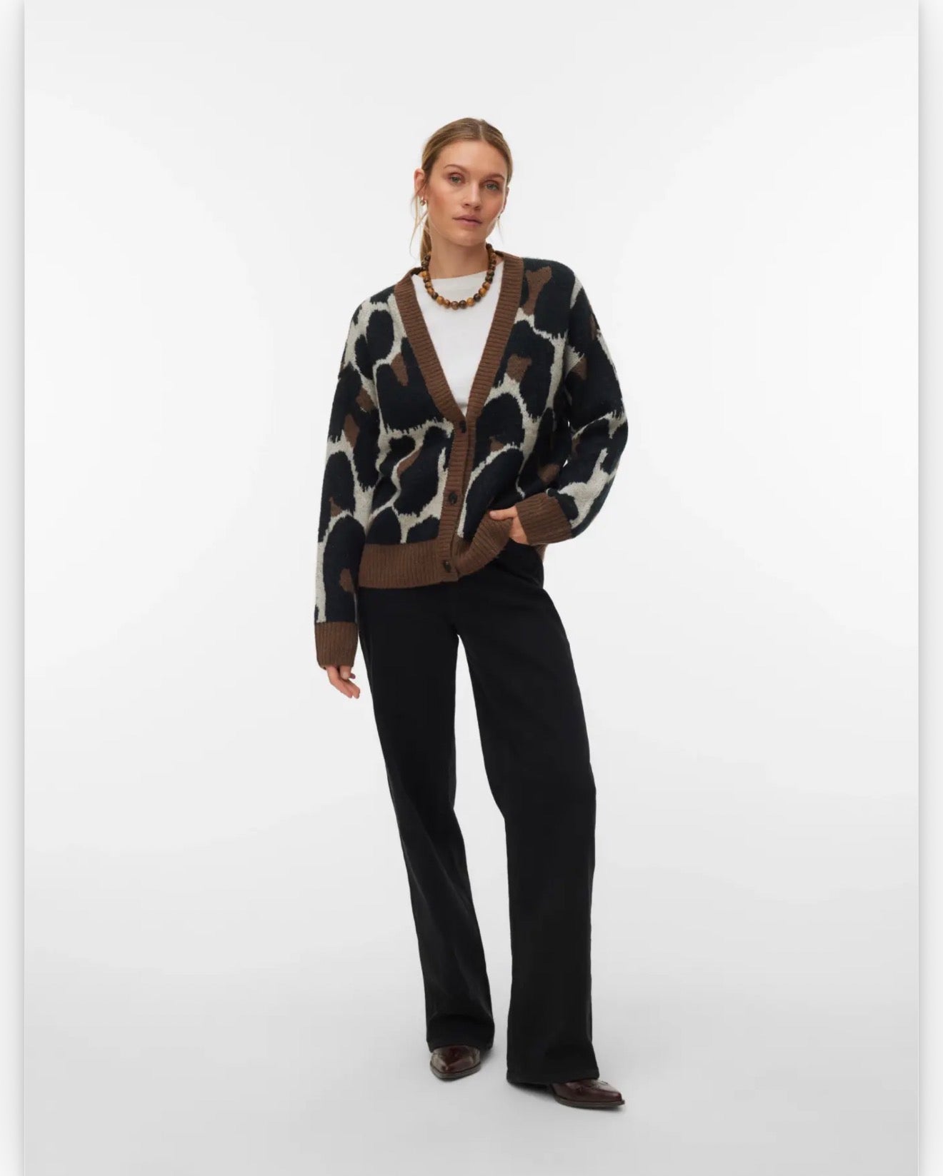 Vero Moda - LEONIE - Leopard print chunky knit cardi