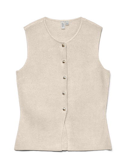 Vero Moda - SABA - Knitted gold button waistcoat