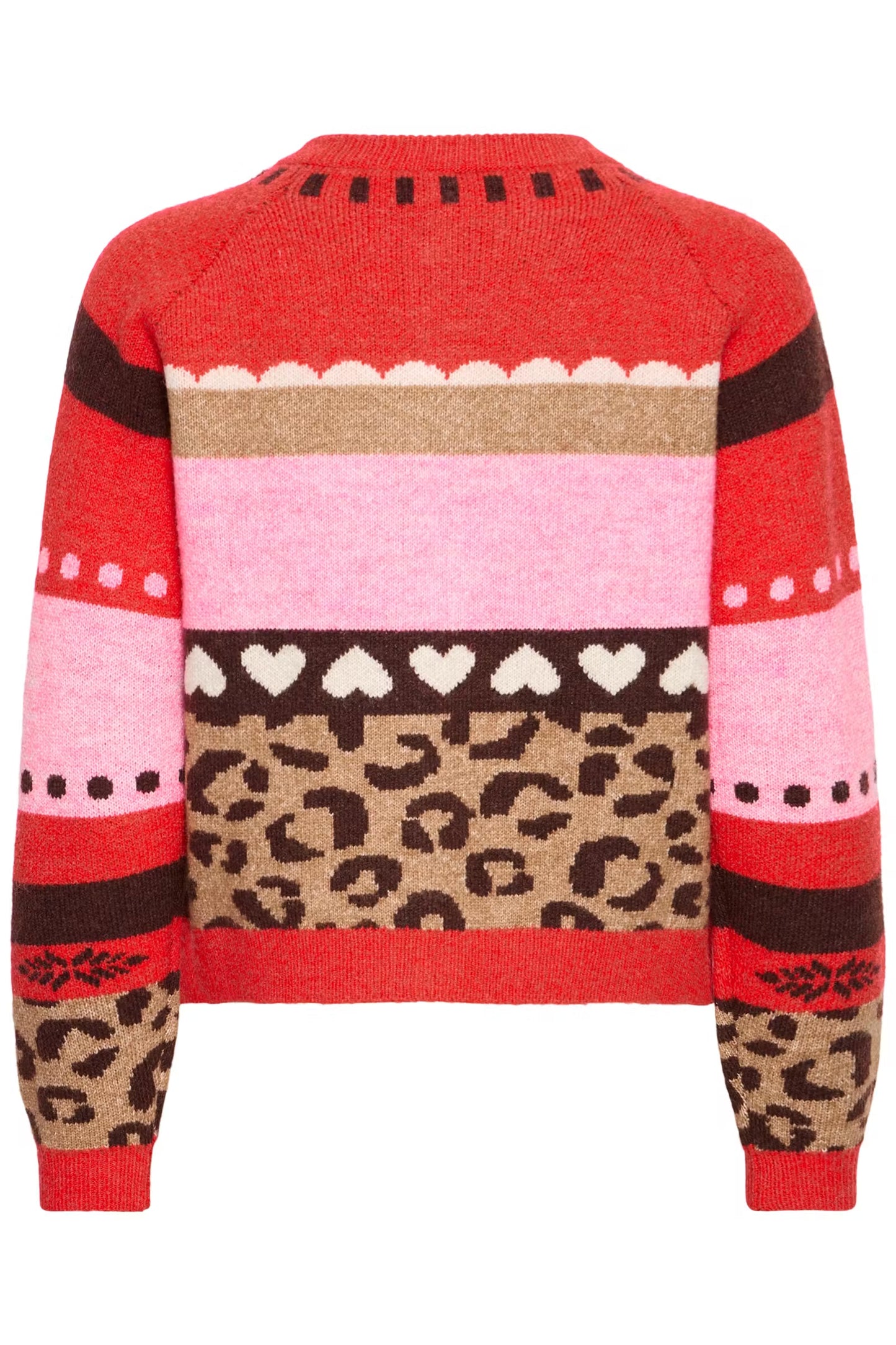 ICHI - LIVONI CA3 - Leopard & heart print knit cardigan