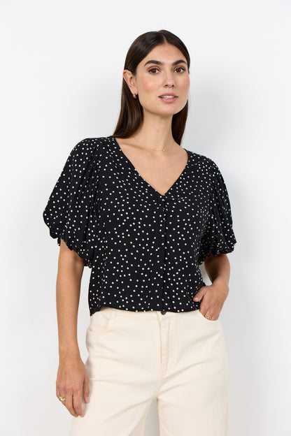 Soya Concept - GILDA 1 - Polka dot puff sleeve v.neck top