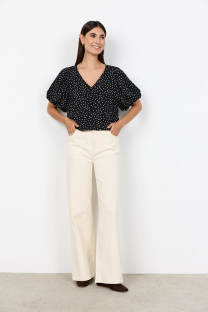Soya Concept - GILDA 1 - Polka dot puff sleeve v.neck top