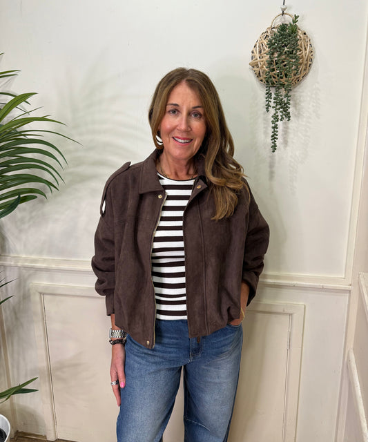 TINLEE - Faux suede puffball bomber jacket