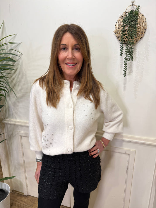 B.Young -OMEA - Soft knit diamante detail cardigan