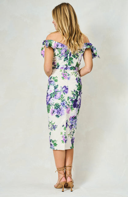 Hope & Ivy - SUZETTE - Off The Shoulder Midi Dress with Pencil Skirt