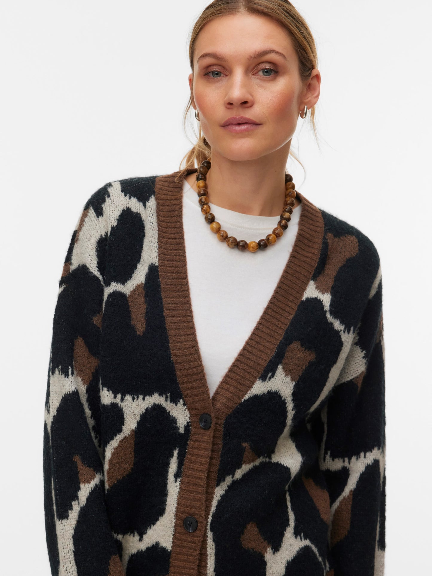 Vero Moda - LEONIE - Leopard print chunky knit cardi
