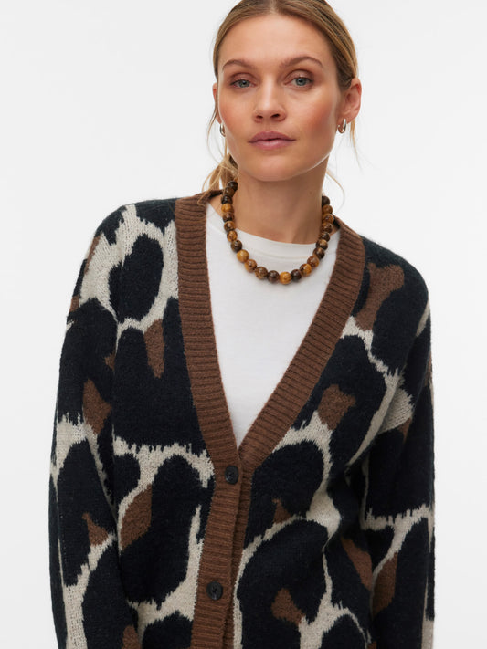 Vero Moda - LEONIE - Leopard print chunky knit cardi