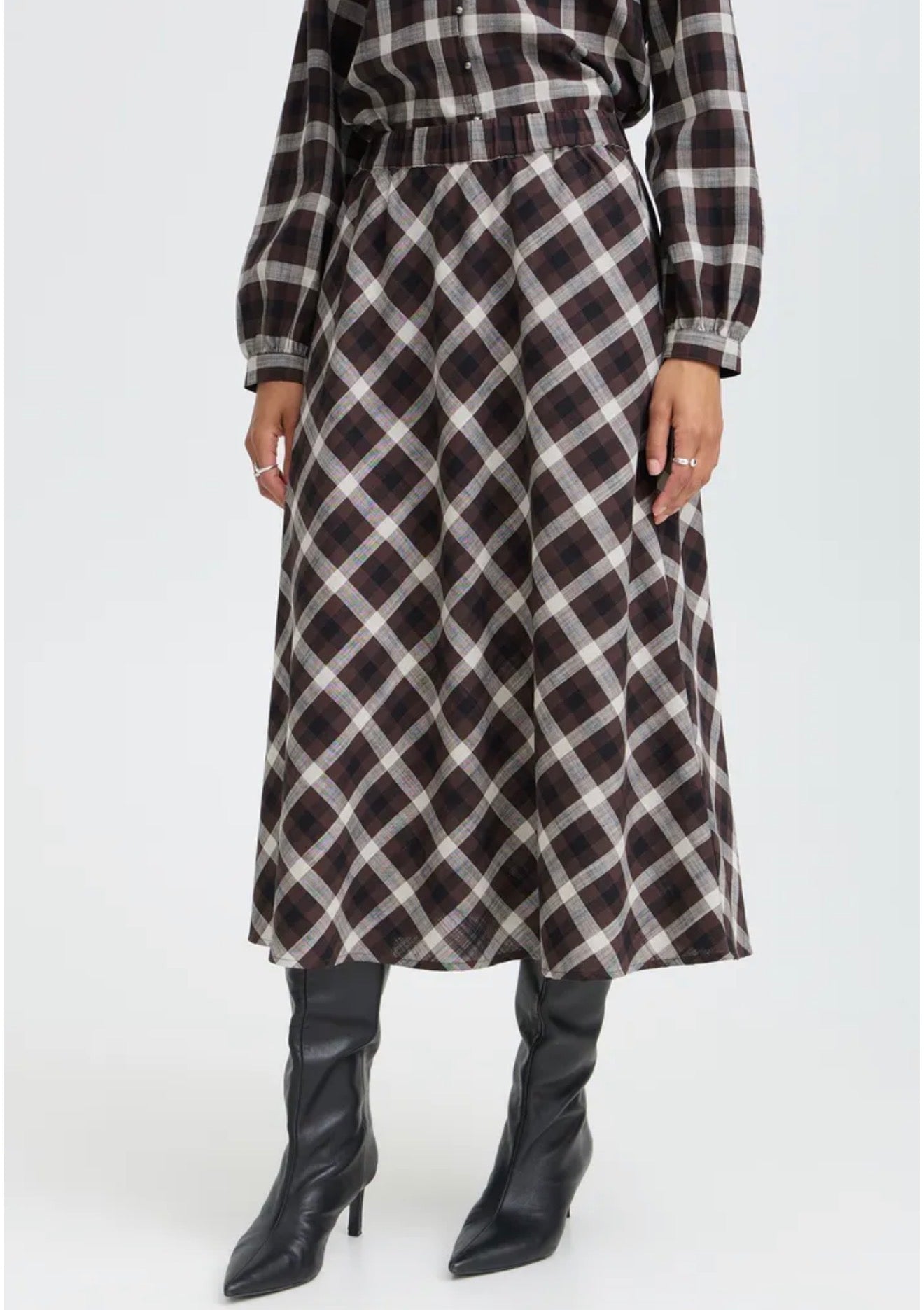 B.Young - FLANNY - Checked midi skirt