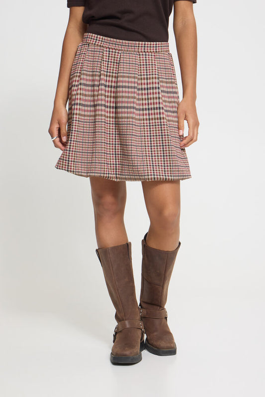 ICHI - KATE CHECKIT - Checked puff ball skirt