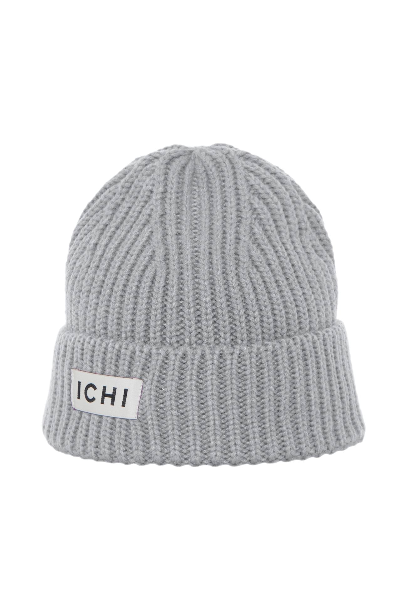 ICHI - EMMA - Knitted logo beanie hat - Light Grey image 2